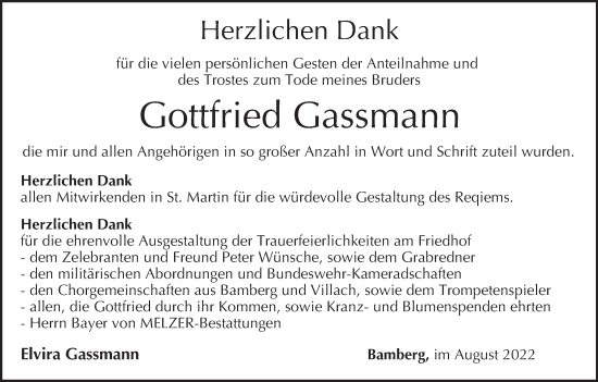 Anzeige von Gottfried Gassmann von MGO