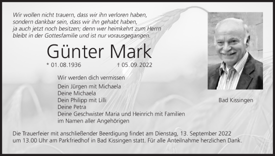 Anzeige von Günter Mark von MGO