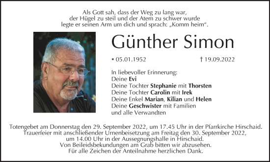 Anzeige von Günther Simon von MGO