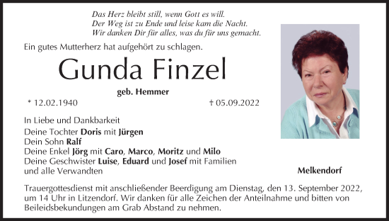 Anzeige von Gunda Finzel von MGO