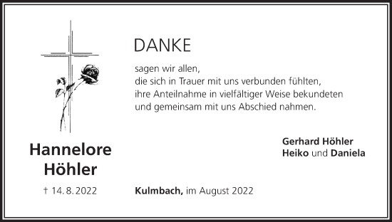 Anzeige von Hannelore Höhler von MGO