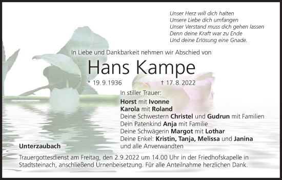 Anzeige von Hans Kampe von MGO