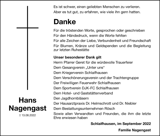 Anzeige von Hans Nagengast von MGO