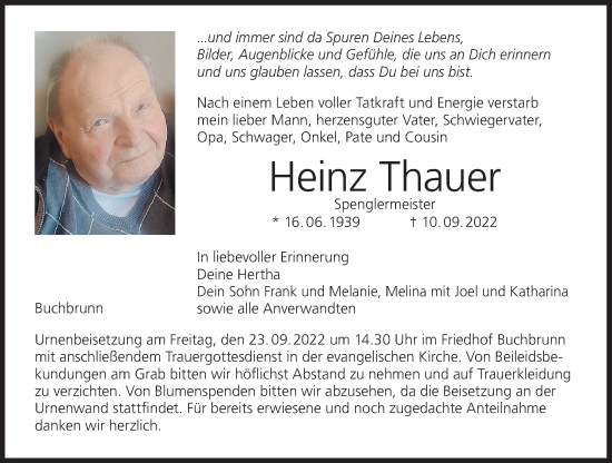Anzeige von Heinz Thauer von MGO