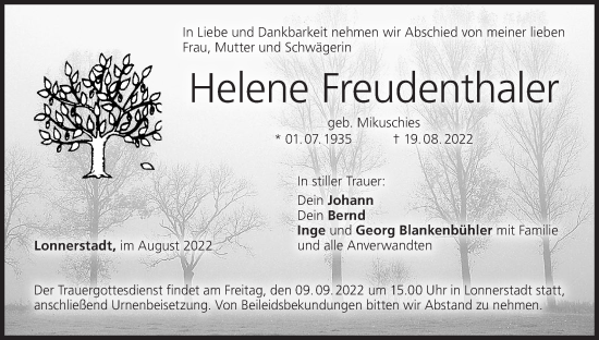 Anzeige von Helene Freudenthaler von MGO