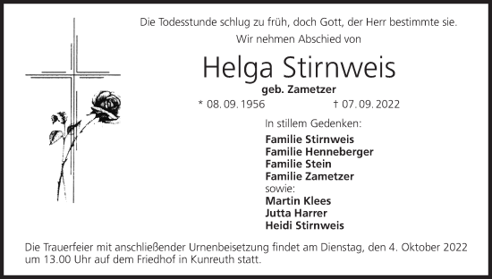 Anzeige von Helga Stirnweis von MGO