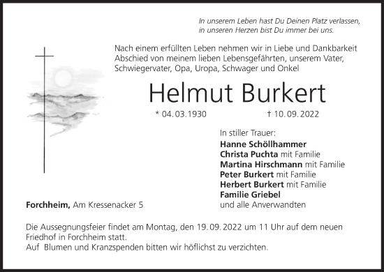 Anzeige von Helmut Burkert von MGO