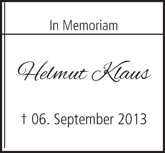 Anzeige von Helmut Klaus von MGO