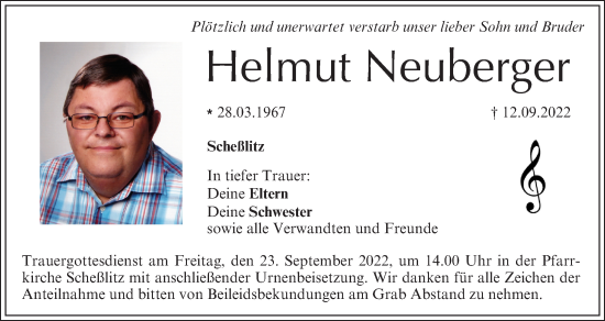 Anzeige von Helmut Neuberger von MGO