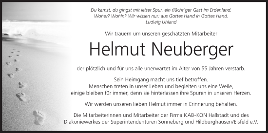 Anzeige von Helmut Neuberger von MGO