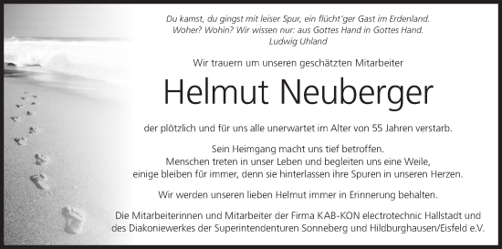 Anzeige von Helmut Neuberger von MGO