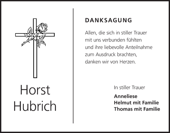 Anzeige von Horst Hubrich von MGO
