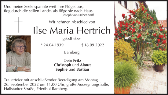 Anzeige von Ilse Maria Hertrich von MGO