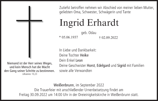 Anzeige von Ingrid Erhardt von MGO