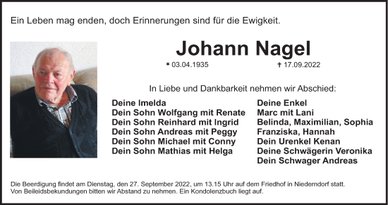 Anzeige von Johann Nagel von MGO