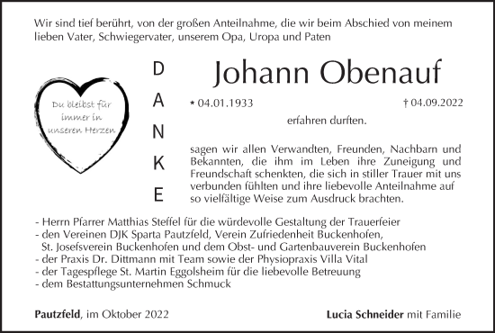 Anzeige von Johann Obenauf von MGO
