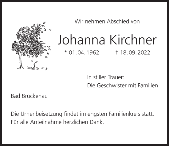 Anzeige von Johanna Kirchner von MGO