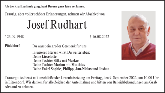 Anzeige von Josef Rudhart von MGO