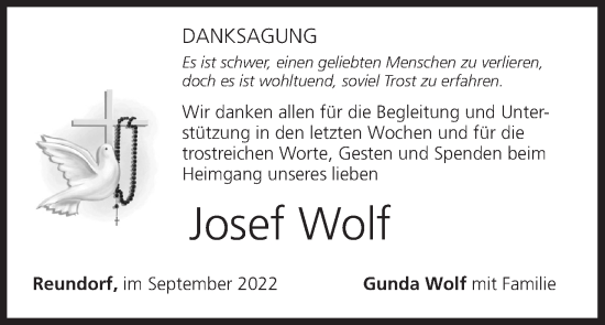 Anzeige von Josef Wolf von MGO