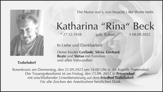 Anzeige von Katharina  Beck von MGO