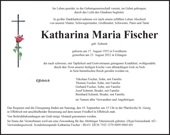 Anzeige von Katharina Maria Fischer von MGO
