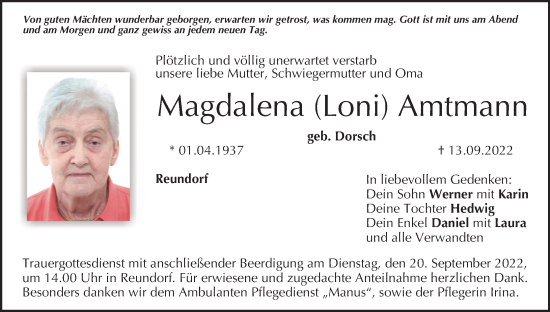 Anzeige von Magdalena  Amtmann von MGO