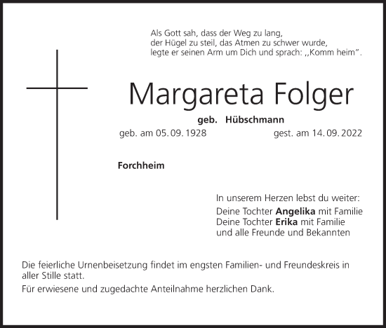 Anzeige von Margareta Folger von MGO
