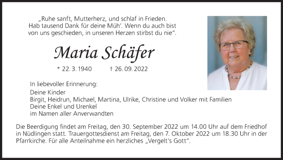 Anzeige von Maria Schäfer von MGO