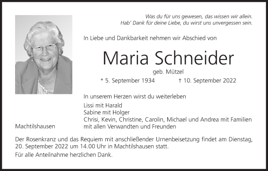 Anzeige von Maria Schneider von MGO