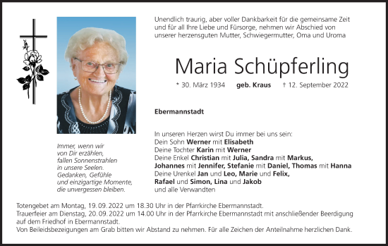Anzeige von Maria Schüpferling von MGO