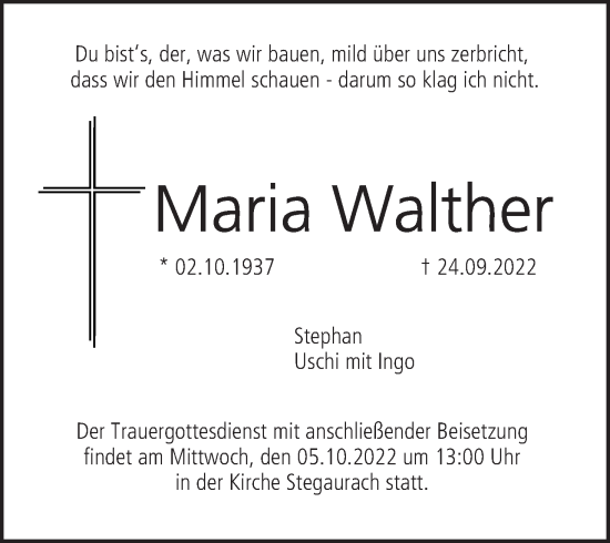 Anzeige von Maria Walther von MGO