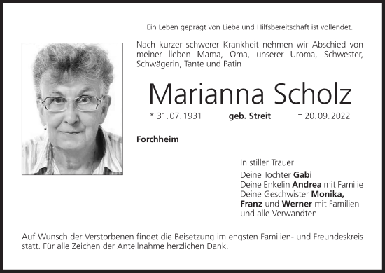 Anzeige von Marianna Scholz von MGO