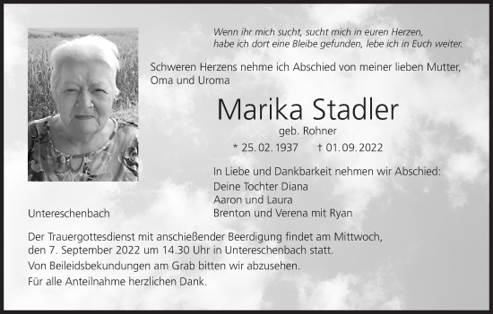 Anzeige von Marika Stadler von MGO