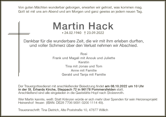 Anzeige von Martin Hack von MGO