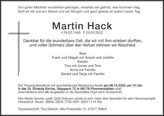 Anzeige von Martin Hack von MGO