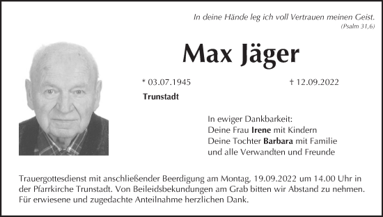 Anzeige von Max Jäger von MGO