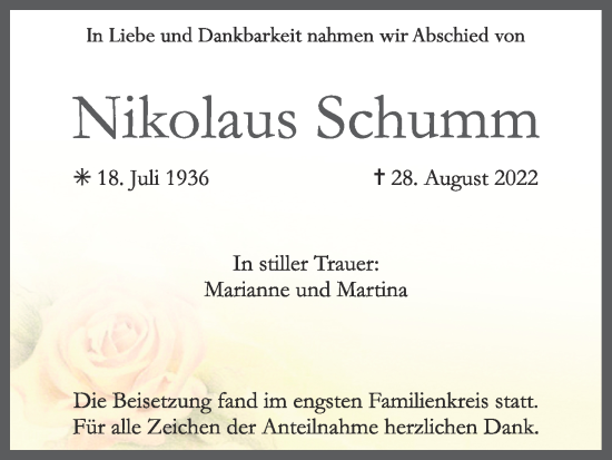 Anzeige von Nikolaus Schumm von MGO