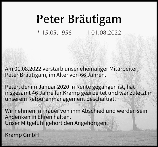 Anzeige von Peter Bräutigam von MGO