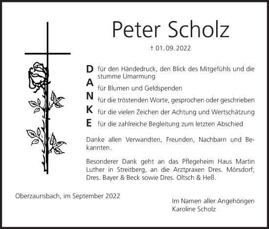 Anzeige von Peter Scholz von MGO