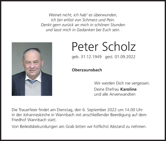 Anzeige von Peter Scholz von MGO