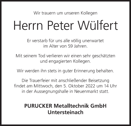 Anzeige von Peter Wülfert von MGO