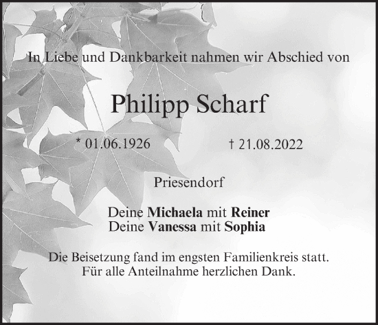 Anzeige von Philipp Scharf von MGO