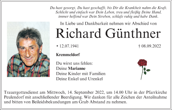 Anzeige von Richard Günthner von MGO
