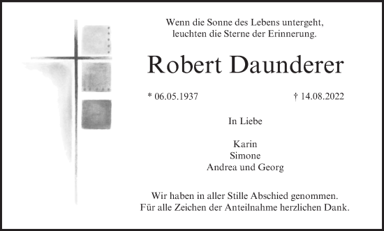 Anzeige von Robert Daunderer von MGO