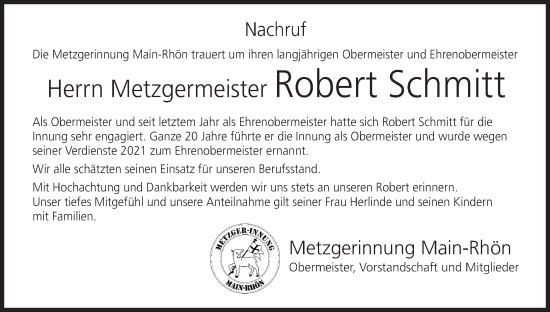 Anzeige von Robert Schmitt von MGO