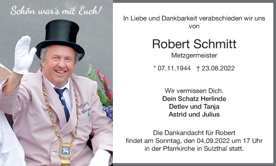 Anzeige von Robert Schmitt von MGO