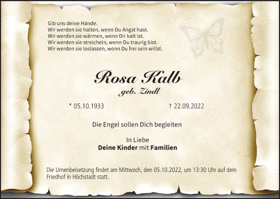 Anzeige von Rosa Kalb von MGO