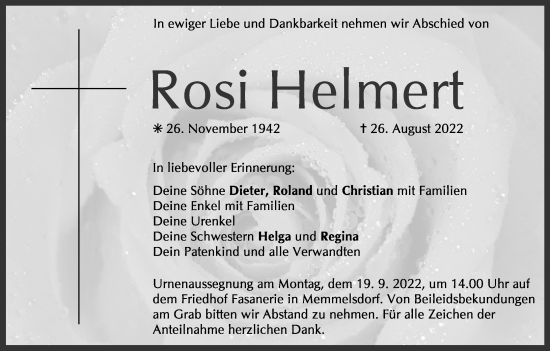 Anzeige von Rosi Helmert von MGO