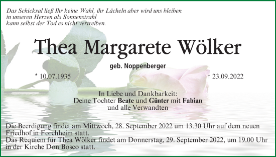 Anzeige von Thea Margarete Wölker von MGO