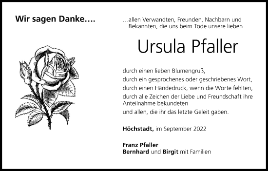 Anzeige von Ursula Pfaller von MGO